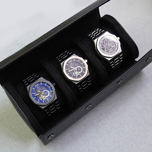 米朵貝菈．時光的禮物 FIBER 攜帶型皮製手錶收納盒-3入