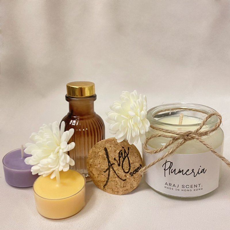 [Selected Gift Box] 2 scented tea Wax+ 40ml diffuser bottle + 75g scented candle - เทียน/เชิงเทียน - ขี้ผึ้ง 