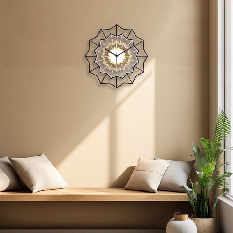 Chevron Berlin - modern elegant wall clock in black, grey, gold and white - นาฬิกา - ไม้ สีทอง