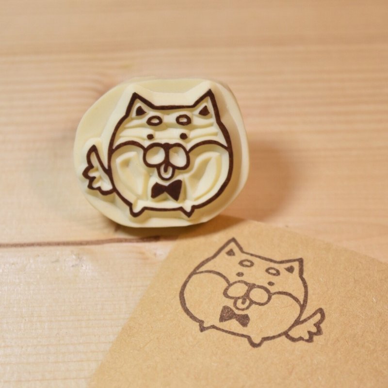 Round Shiba Inu handmade rubber stamp - Stamps & Stamp Pads - Rubber Khaki