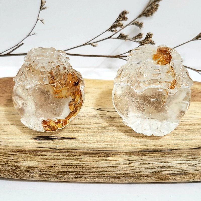 White crystal with yellow gum flower dragon turtle/white crystal with yellow gum flower dragon turtle/with rainbow light - Items for Display - Crystal Yellow