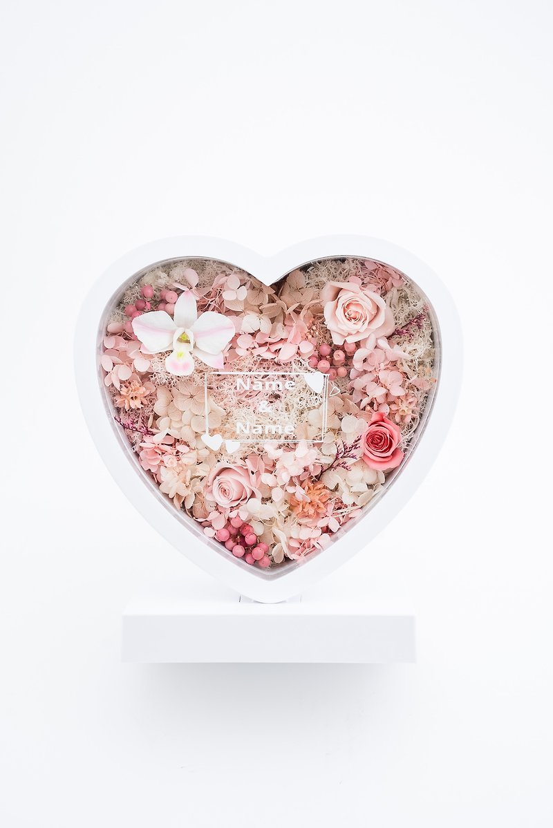 心型永生花花盒 - 乾燥花/永生花 - 植物．花 粉紅色
