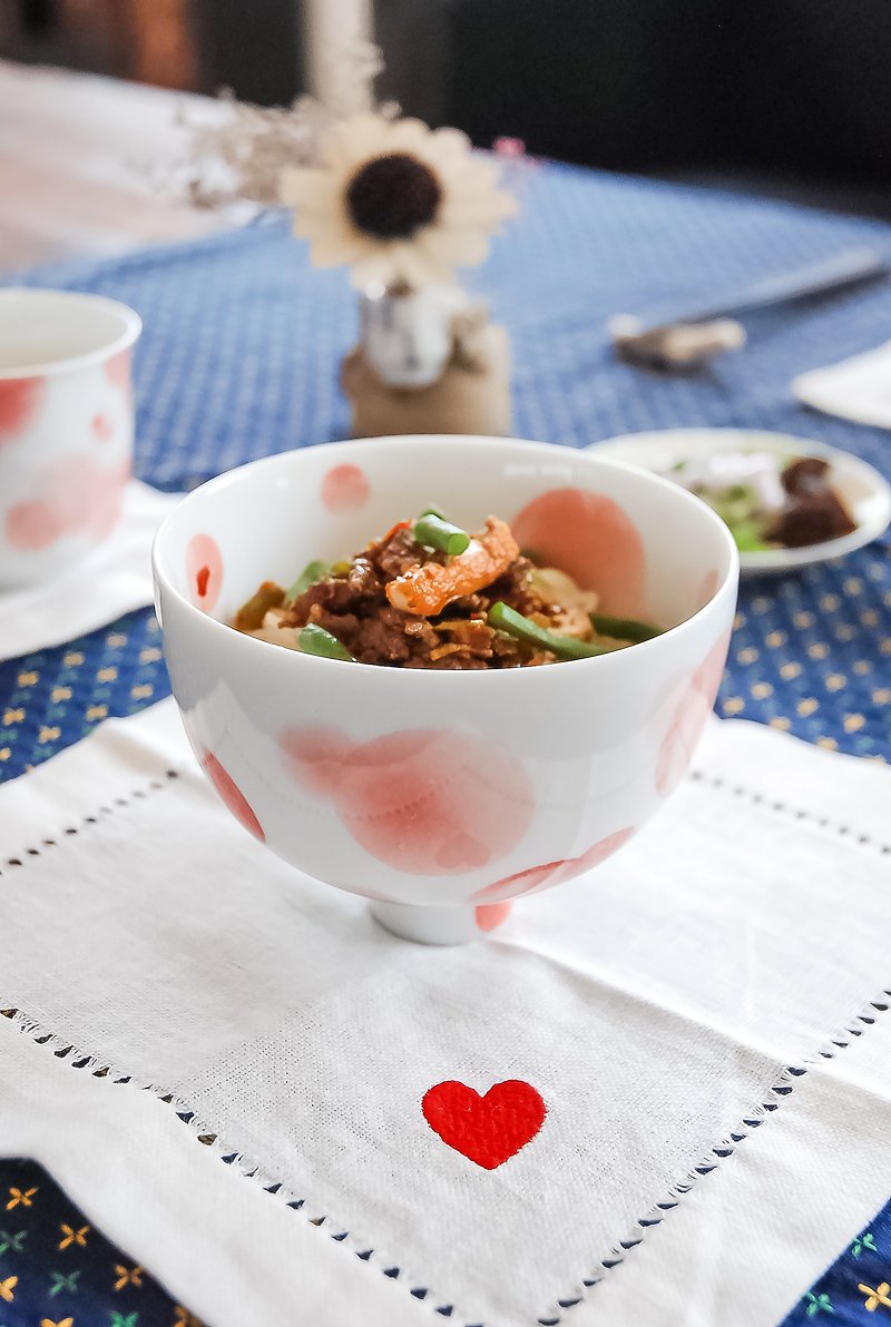 Three shallow ceramic | Original POPO soda colored heart-shaped bowl Cosmos pure hand-painted bowl creative birthday gift - ถ้วยชาม - เครื่องลายคราม 