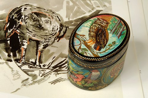 WhiteNight Wildlife Lacquer box hand painted birds decorative art Christmas Gift Wrapping