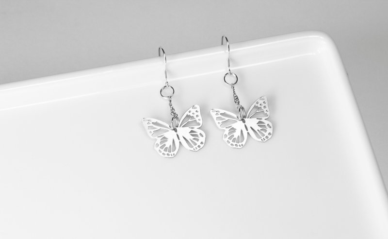 Butterfly Earrings [Mini Style]_Animal Series_造题 - Earrings & Clip-ons - Other Materials Silver