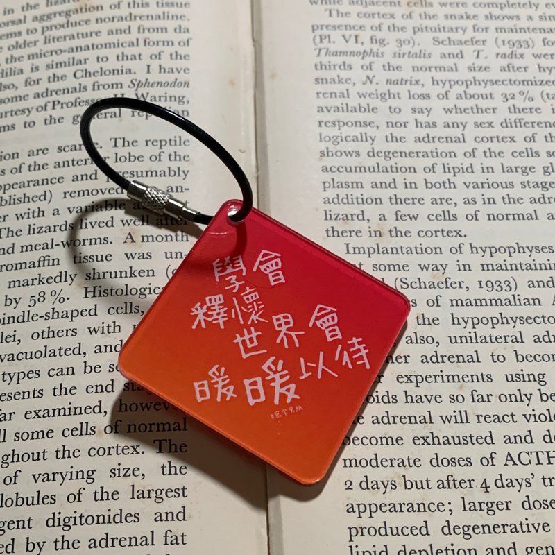 Calligraphy Acrylic Hanging Deco Key Chain - พวงกุญแจ - อะคริลิค สีเหลือง