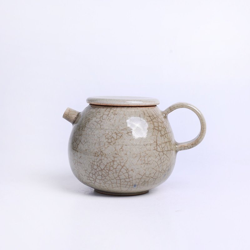 陶 茶具/茶杯 灰色 - 明芽窯 l 冰裂灰釉圓滿後手壺