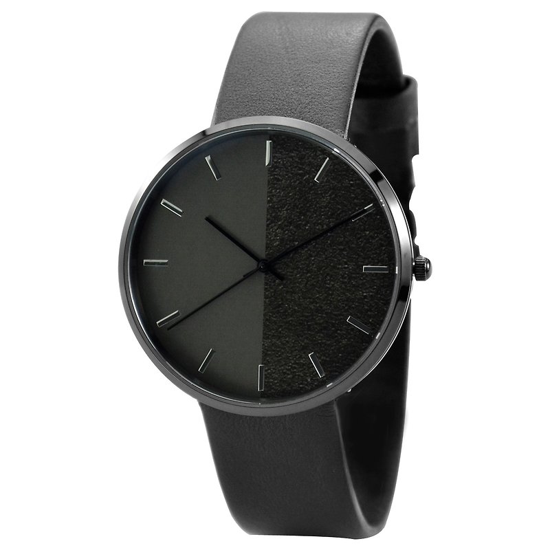 シンプルな時計（陰と陽）、世界中に送料無料 - 腕時計 ユニセックス - ステンレススチール ブラック