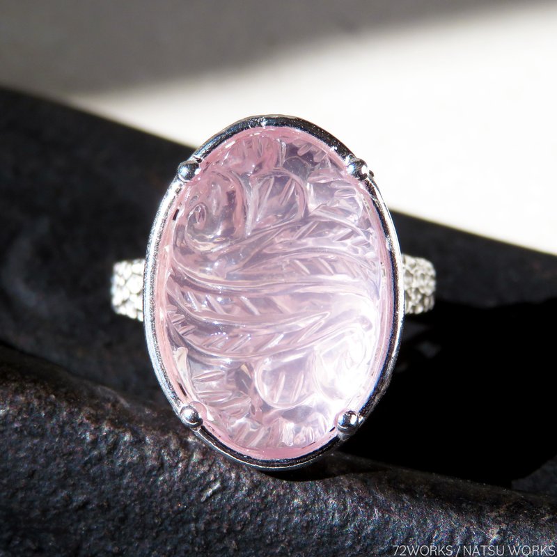 ローズクォーツ リング / Carving Rose Quartz Ring - 戒指 - 寶石 粉紅色