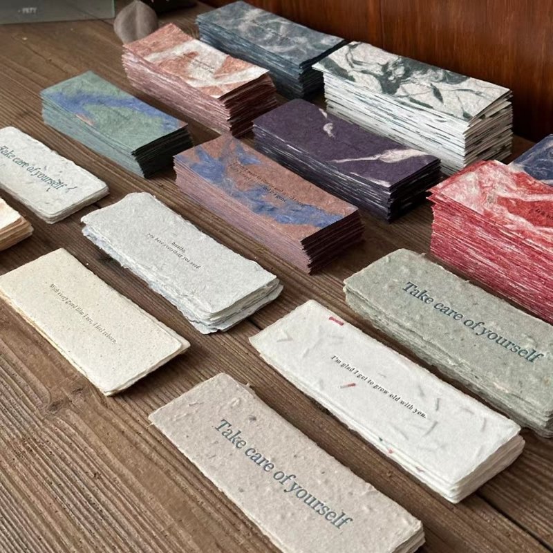混色手工紙中英文書簽|卡片|感謝卡|畢業禮物|學生禮物|情侶禮物 - 卡片/明信片 - 紙 多色