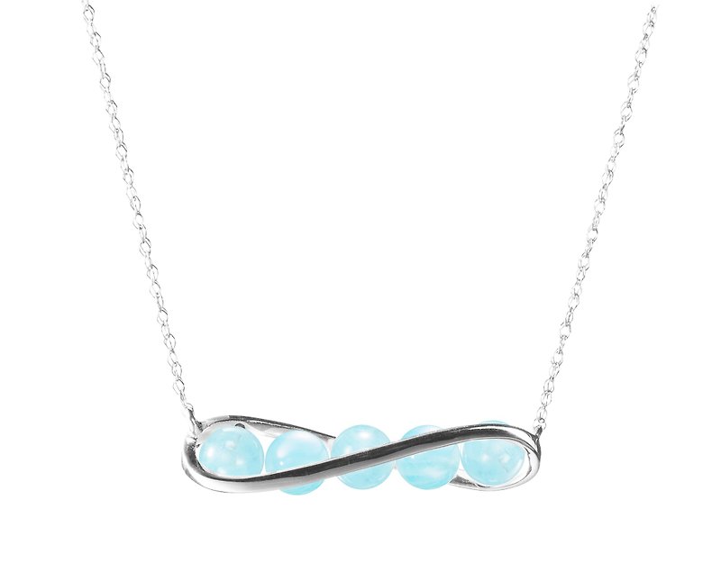 Horizontal Gold Bar Necklace, Aquamarine Necklace in 14k Gold, March Birthstone - Collar Necklaces - Precious Metals Blue