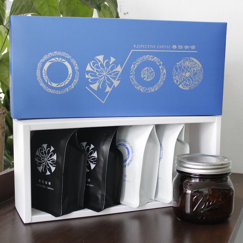 Zunren Coffee Mason Jar Coffee Gift Box - กาแฟ - วัสดุอื่นๆ สีน้ำเงิน