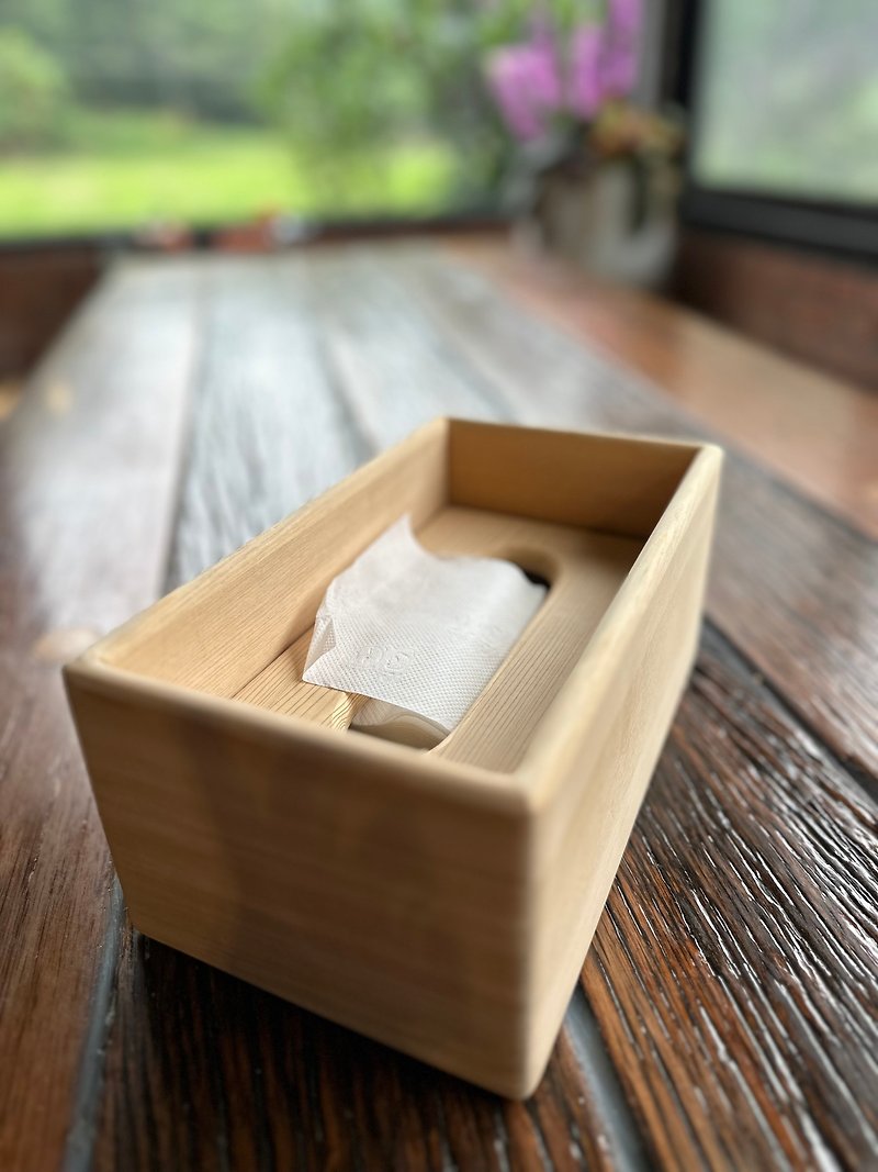 台湾ヒノキ表面紙箱/衛生紙箱 - ティッシュボックス - 木製 ゴールド