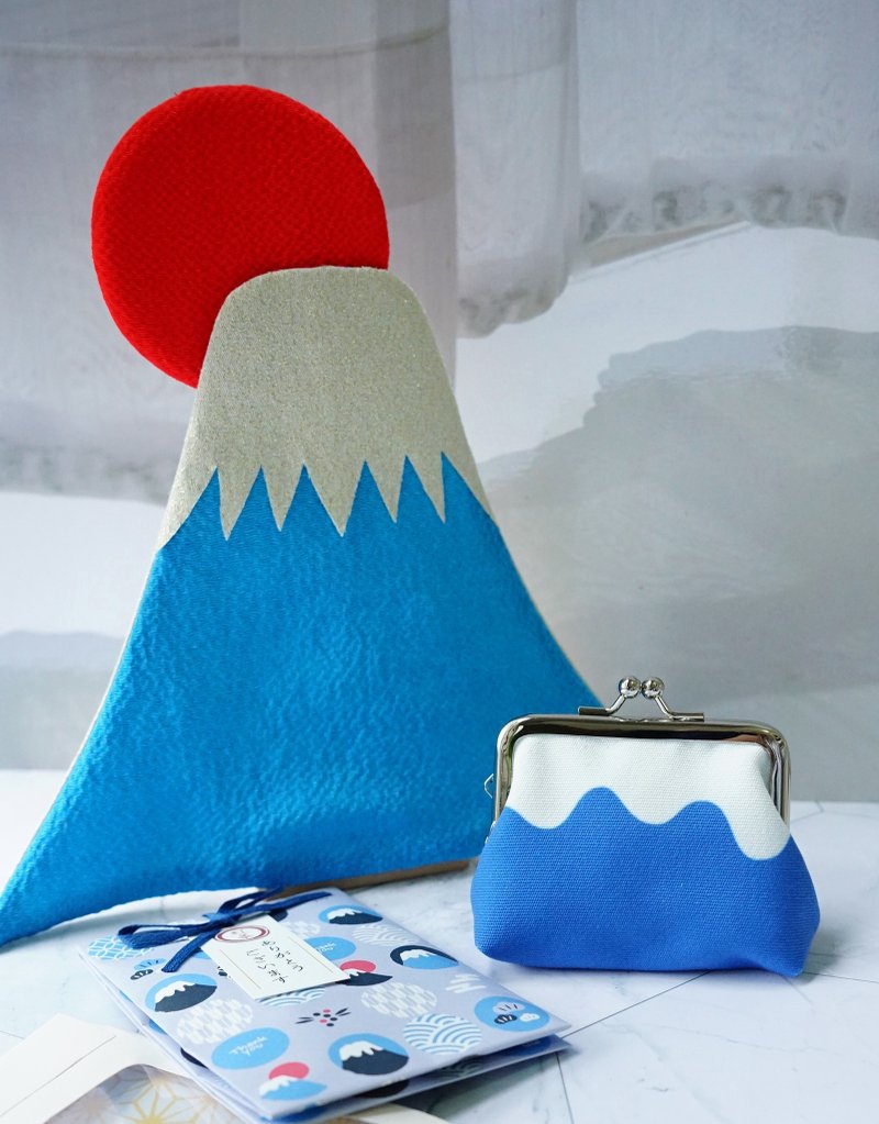 Mount Fuji/Coin Purse/Gold Mouth Bag/Fuji Brand Fuji Square Small Mouth Gold Bag - กระเป๋าใส่เหรียญ - วัสดุอื่นๆ สีน้ำเงิน