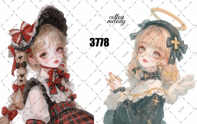 original sticker no.3778 人物ステッカー オリジナルステッカー オリジナル人物ステッカー 装飾ステッカー cotton melody - 貼紙 - 紙 