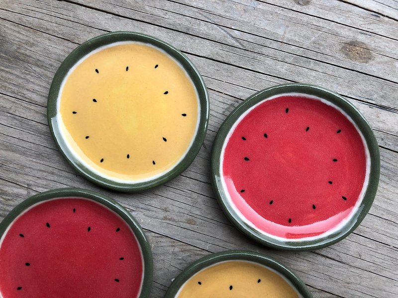 紅西瓜-小玉西瓜 - 造型淺碟 - 小碟/醬油碟 - 瓷 多色