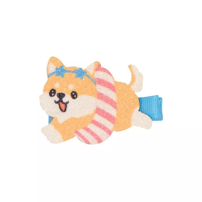 Cutie Bella Hairy Child Hairpin Full Covered Fabric Handmade Hair Accessories Shiba Inu - Hair Accessories - Polyester Pink