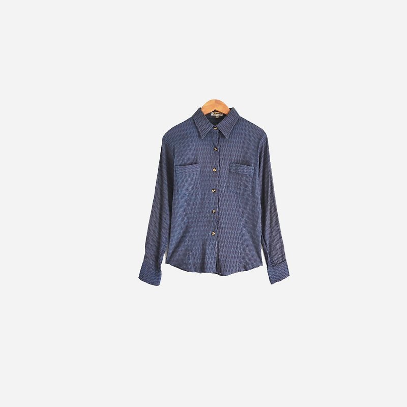 脫臼古著 / 藍紫色織紋襯衫 no.500 - 恤衫 - 其他材質 藍色