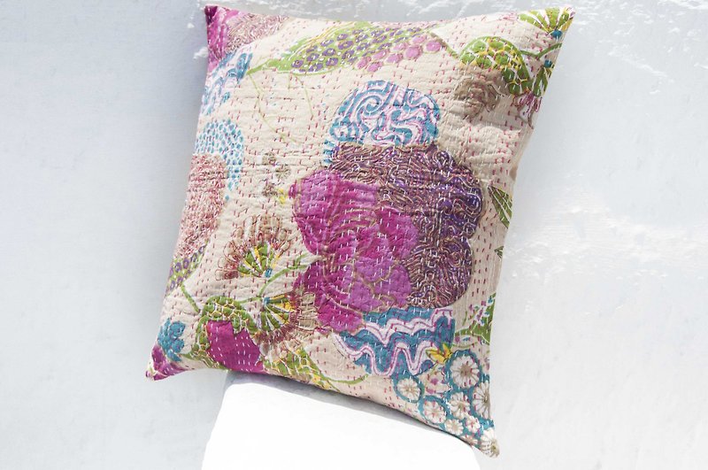 Flower embroidery hug pillowcase cotton pillowcase national wind hug pillowcase - French style beige flower forest - หมอน - ผ้าฝ้าย/ผ้าลินิน หลากหลายสี