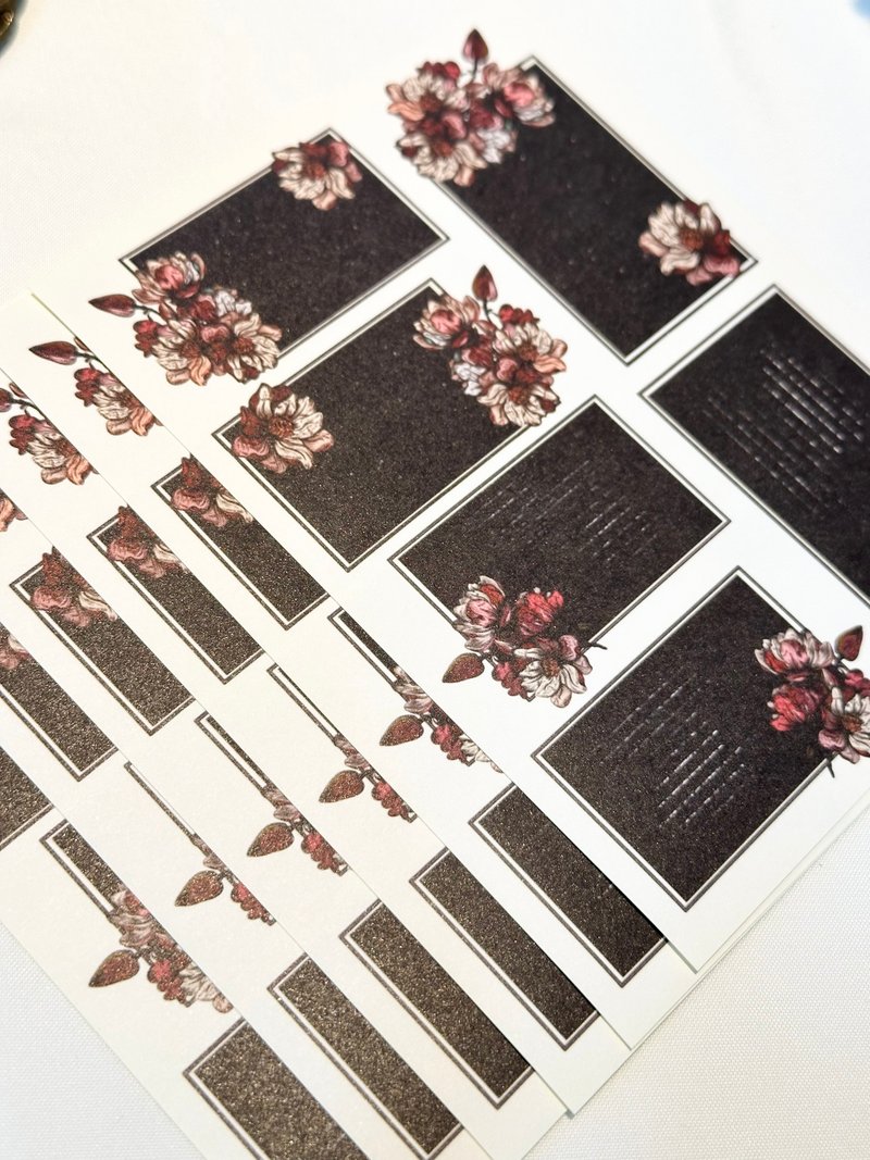 sensiary black vintage label Sticker 6p - 卡片/明信片 - 紙 