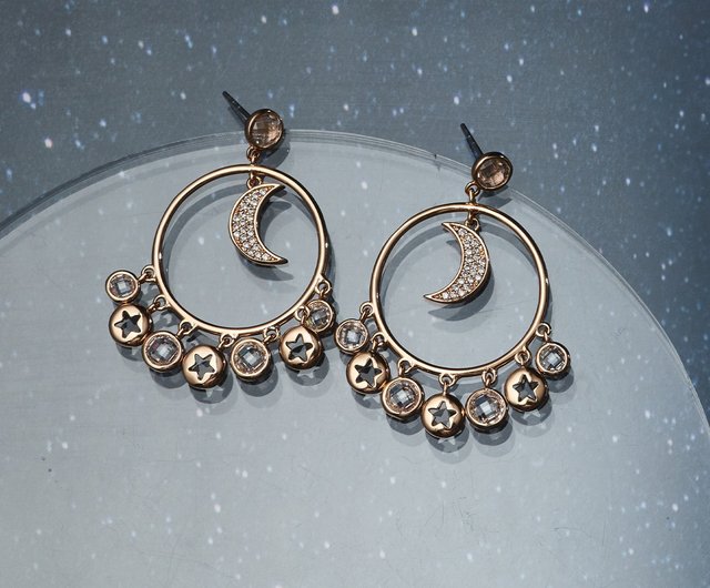 新着 星と月の煌めきダイヤモンドピアス（全2色） ショップ - アクセサリー