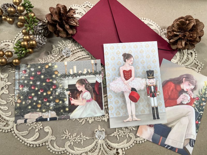 Set of 3 Christmas Postcards - การ์ด/โปสการ์ด - กระดาษ หลากหลายสี