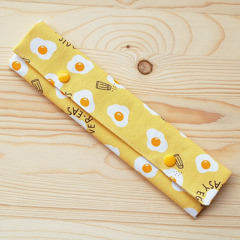 Delicious Poached Egg_Yellow Horizontal Chopsticks Bag Tableware Set/Order - ตะเกียบ - ผ้าฝ้าย/ผ้าลินิน สีเหลือง