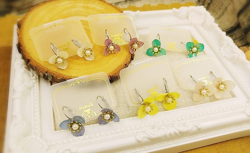§HUKUROU § immortalized hydrangea earrings (wear-stainless steel) - Earrings & Clip-ons - Plants & Flowers 