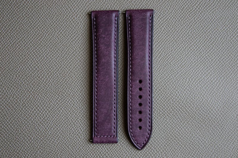 Plum Pueblo leather custom watch strap for Omega deployment clasp - 錶帶 - 真皮 紫色