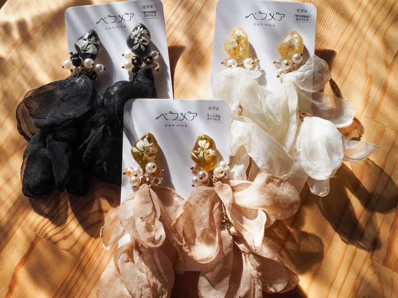 ユーフォルビア - 耳環/耳夾/耳骨夾 - 樹脂 咖啡色