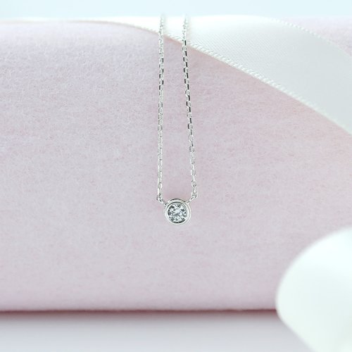 GreenRock Jewelry 單鑽鎖骨短鍊 925純銀 CZ鑽石