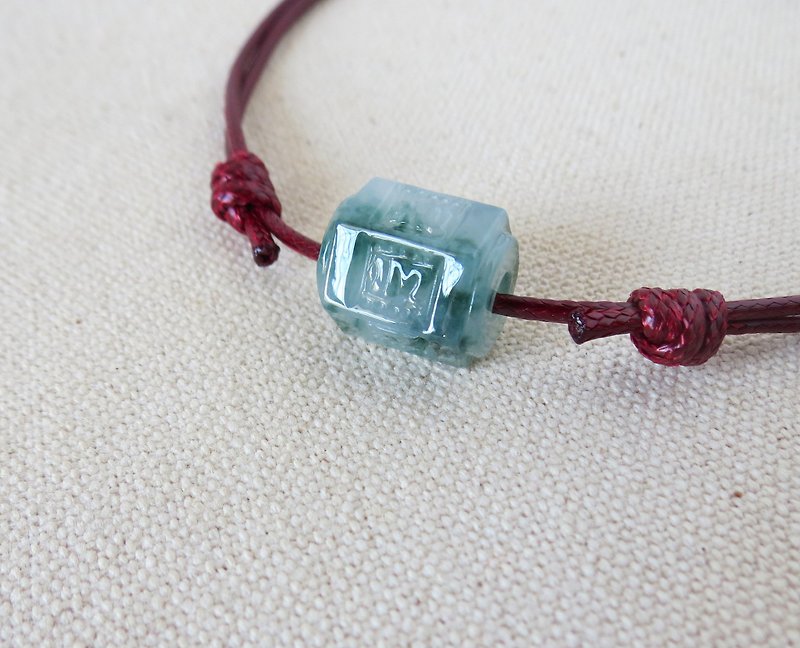 [Six-character Ming Dynasty Mantra] Floating Flowers Jadeite Korean Wax Thread Necklace in the Year of the Zodiac*ZB02*Lucky and guard against villains - Necklaces - Gemstone Multicolor