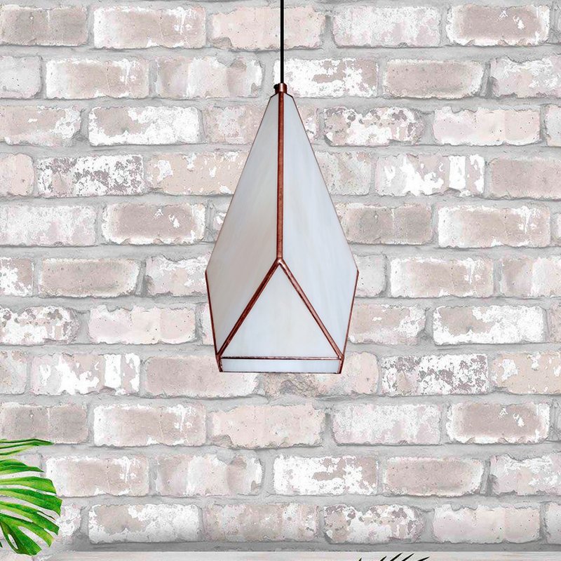 White geometric ivory lamp in the shape of a pyramid - Lighting - Glass White