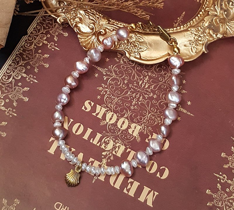 巴洛克風系列-海之戀 淡水珍珠黃銅手鍊 客製化 聖誕禮物 - 手鍊/手環 - 珍珠 多色