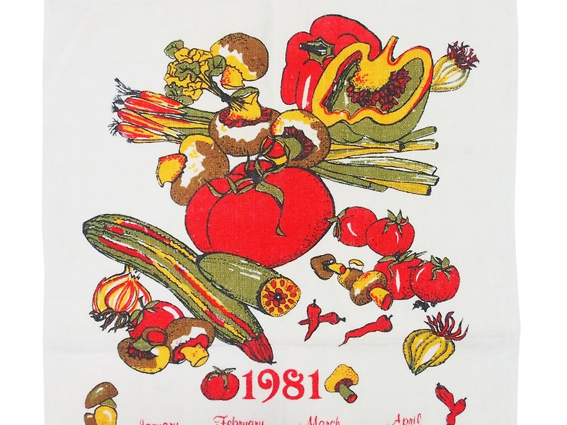 1981 美國早期布面月曆 豐盛果實 - 壁貼/牆壁裝飾 - 棉．麻 白色