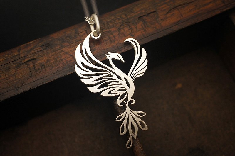 925 Sterling Silver New Phoenix Pendant with 18inchs silver chain (P402) - สร้อยคอ - เงินแท้ สีเงิน