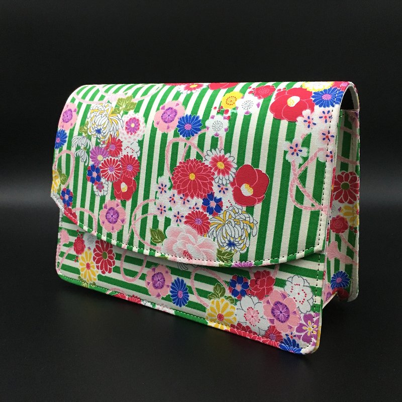 Japanese Flower Mini shoulder Bag Green Hello Tokyo - Messenger Bags & Sling Bags - Cotton & Hemp Green