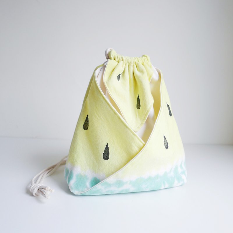 Watermelon | Tie dye Kimono bag Hand bag Shoulder bag - กระเป๋าแมสเซนเจอร์ - ผ้าฝ้าย/ผ้าลินิน สีเหลือง