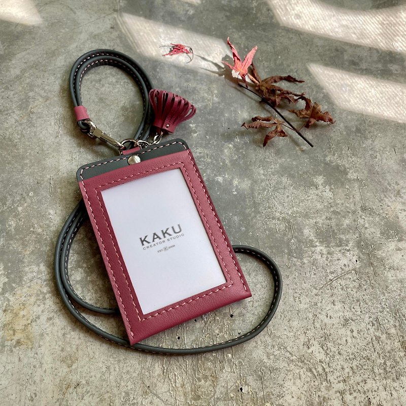 ID card holder, identification card holder, dry rose/grey - ID & Badge Holders - Genuine Leather Pink