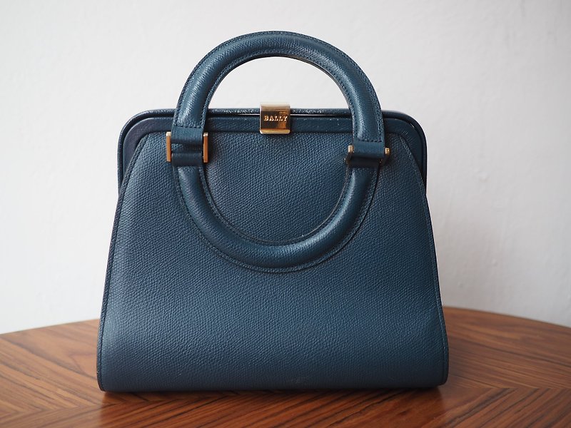 Bally blue leather buckle antique handbag - Handbags & Totes - Genuine Leather Blue