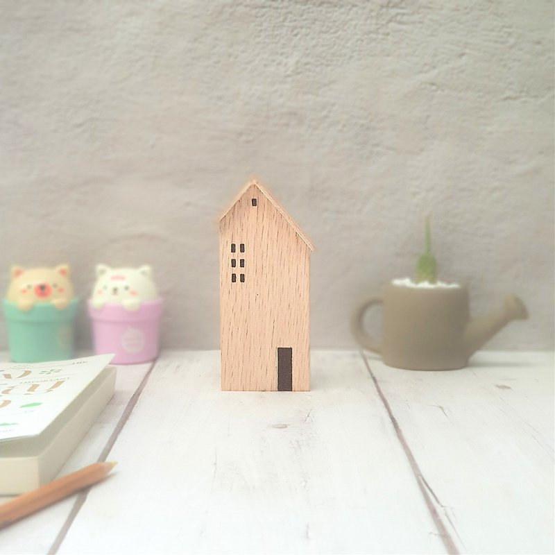 Tiny Wood House #4 ホームデコレーション、部屋の装飾、写真の小道具 - 置物 - 木製 ブラウン