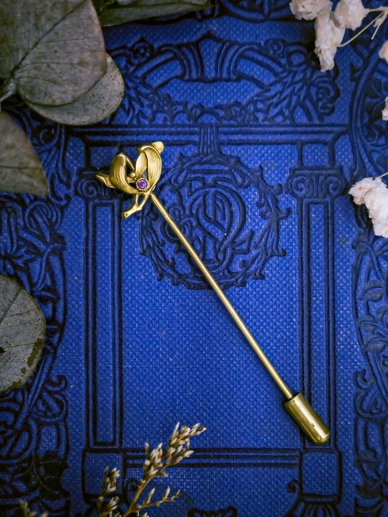 FIX 槲寄生百年帽針長別針—歐洲古董首飾 Vintae Jewelry - 胸針 - 其他金屬 
