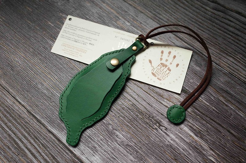 Taiwan-style leather luggage tag-green - Luggage Tags - Genuine Leather Green