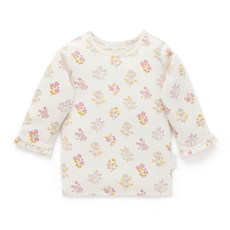 Australian Purebaby organic cotton girls' long-sleeved tops 12M~5T small bouquet - Tops & T-Shirts - Cotton & Hemp 