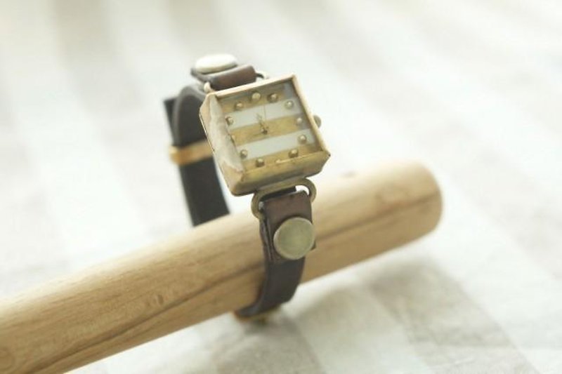 【受注生産】しかくい時計 w-shima white n S002 - 腕時計 - 金属 ゴールド