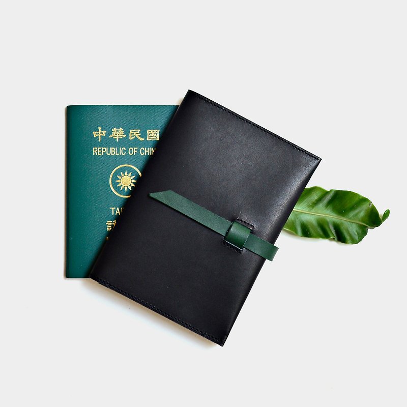 [Tickets for Jungle Nocturne] Vegetable Tanned Leather Passport Holder Black Leather Passport Holder Essential for Traveling Abroad - ที่เก็บพาสปอร์ต - หนังแท้ สีดำ