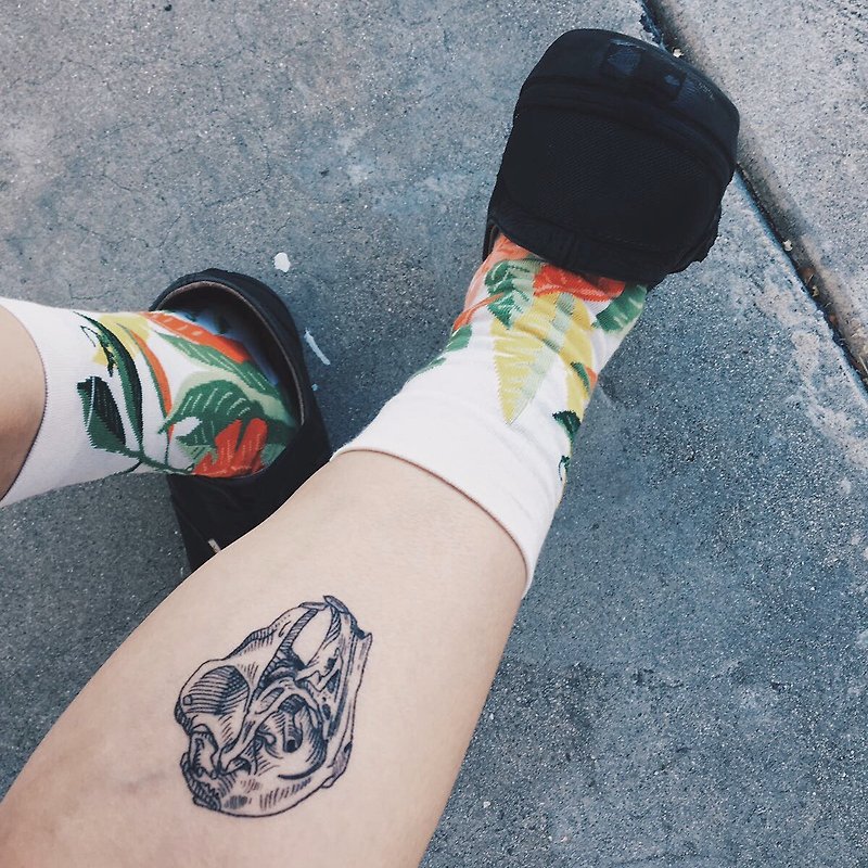 cottontatt rabbit bunny skull temporary tattoo sticker - สติ๊กเกอร์แทททู - กระดาษ สีดำ