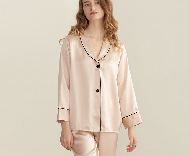 silk pajamas 真丝居家服睡衣套装百分比桑蚕丝时髦设计感- 設計館JOJW