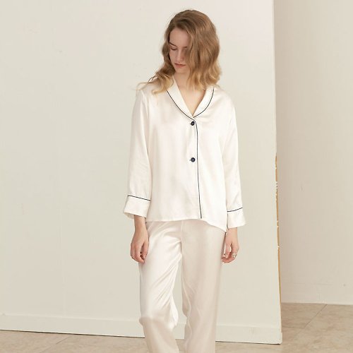 silk pajamas 真丝居家服睡衣套装百分比桑蚕丝时髦设计感- 設計館