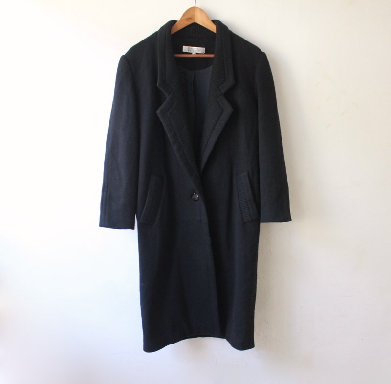 FOAK vintage jet black suit collar coat - Women's Casual & Functional Jackets - Wool 